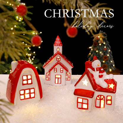 Christmas decorations, ceramic houses with lights