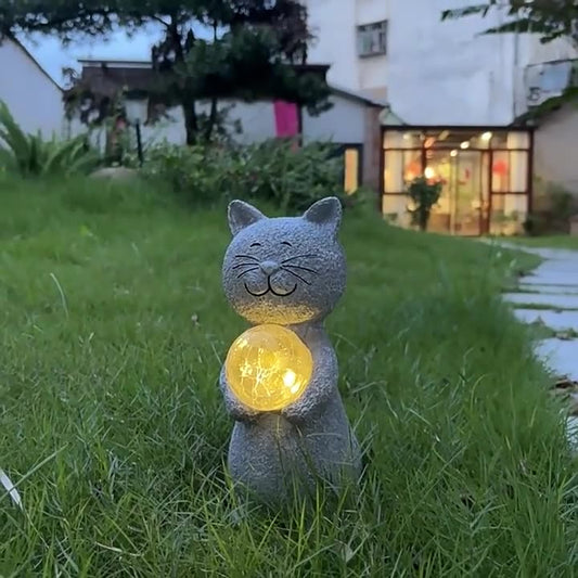 Garden Solar-Powered Cat Ornament