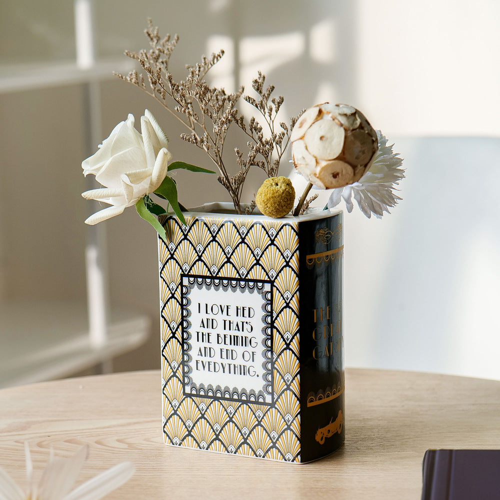 Ceramic Book-Shaped Vase