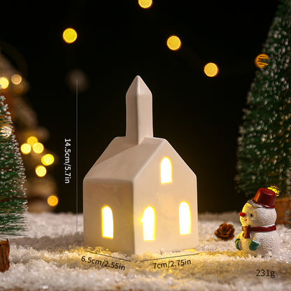 Christmas decorations, ceramic houses with lights
