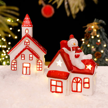 Christmas decorations, ceramic houses with lights